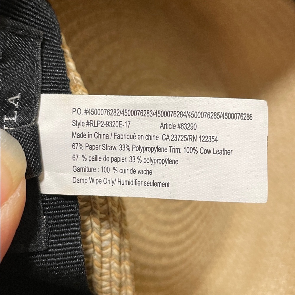 Talula | Tan | Straw | Black Cow Leather Band | Sun Hat | ResortWear | Size S - Picture 8 of 15